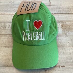 New Green Embroidered 'I Love Pickleball'  Hat Cap Our Name Is Mud